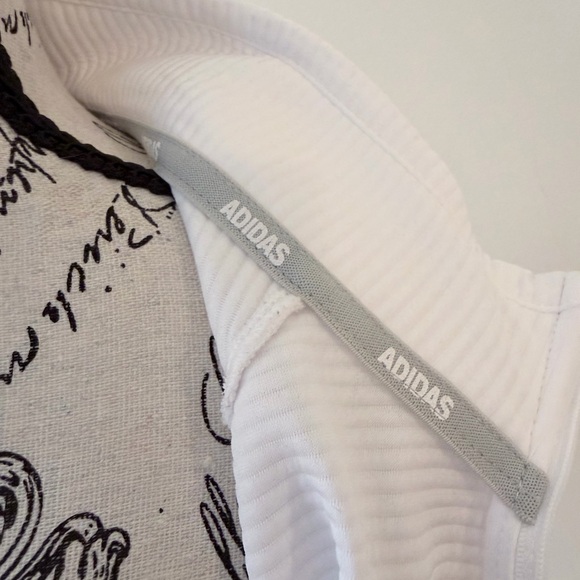 adidas Golf XL White Ribbed Full-Zip Bomber Jacket - Picture 5 of 10